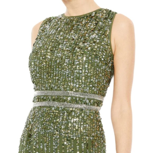 MAC DUGGAL 93603 SEQUINED HIGH NECK SLEEVELESS COLUMN GOWN sz 10 - Picture 2 of 5